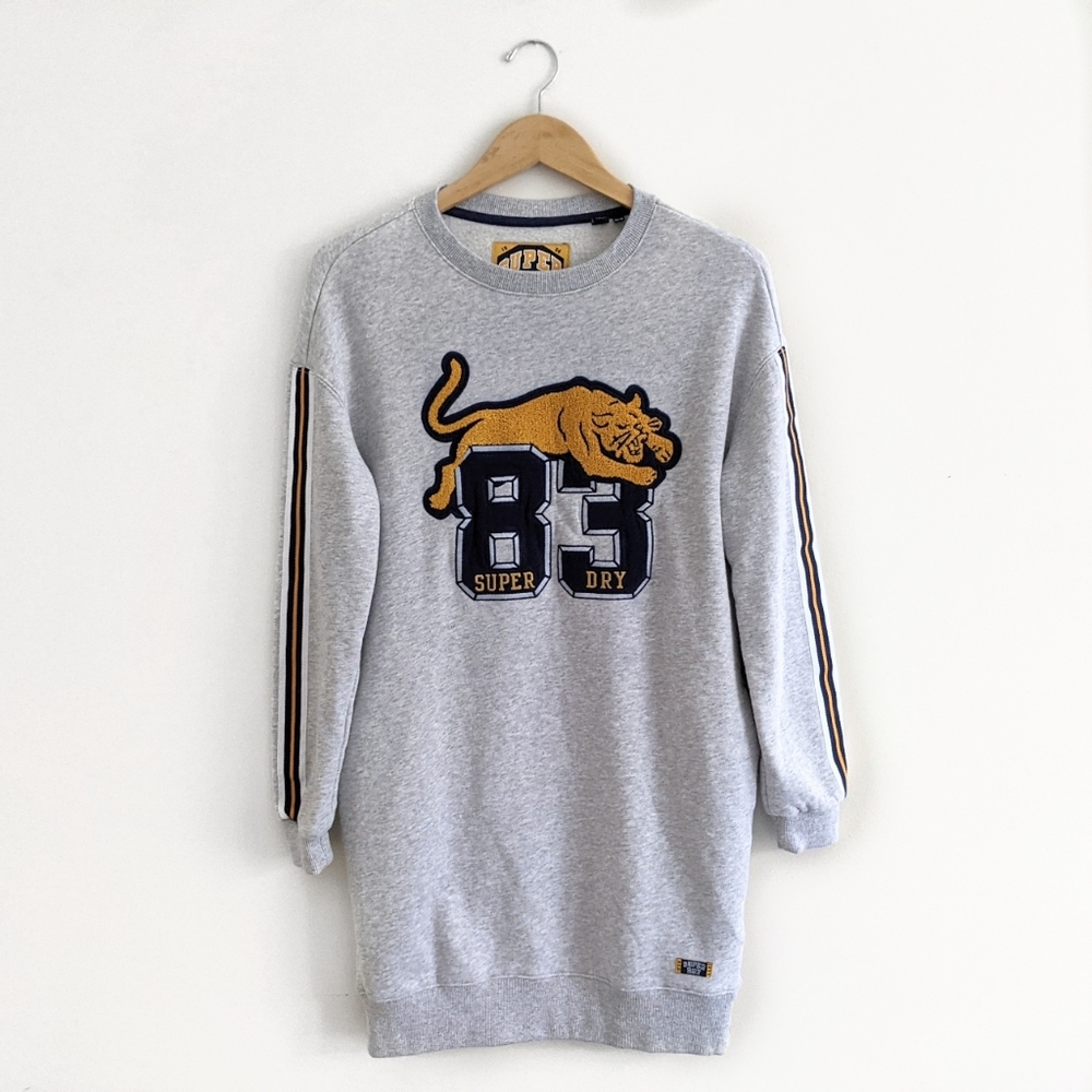 SUPERDRY Gray Varsity Sweat Dress EUC